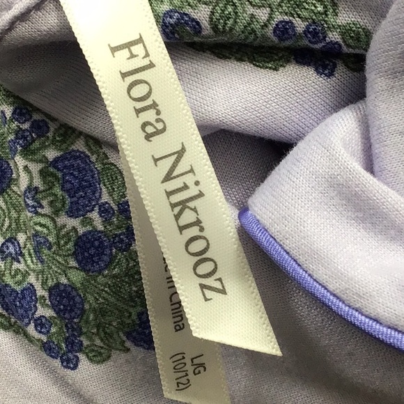 Flora Nikrooz White and Green Pajama Set with Classic Piping Lissette Large - Picture 6 of 7